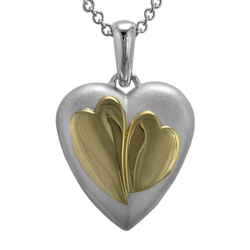 Two Hearts Gold Cremation Pendant
